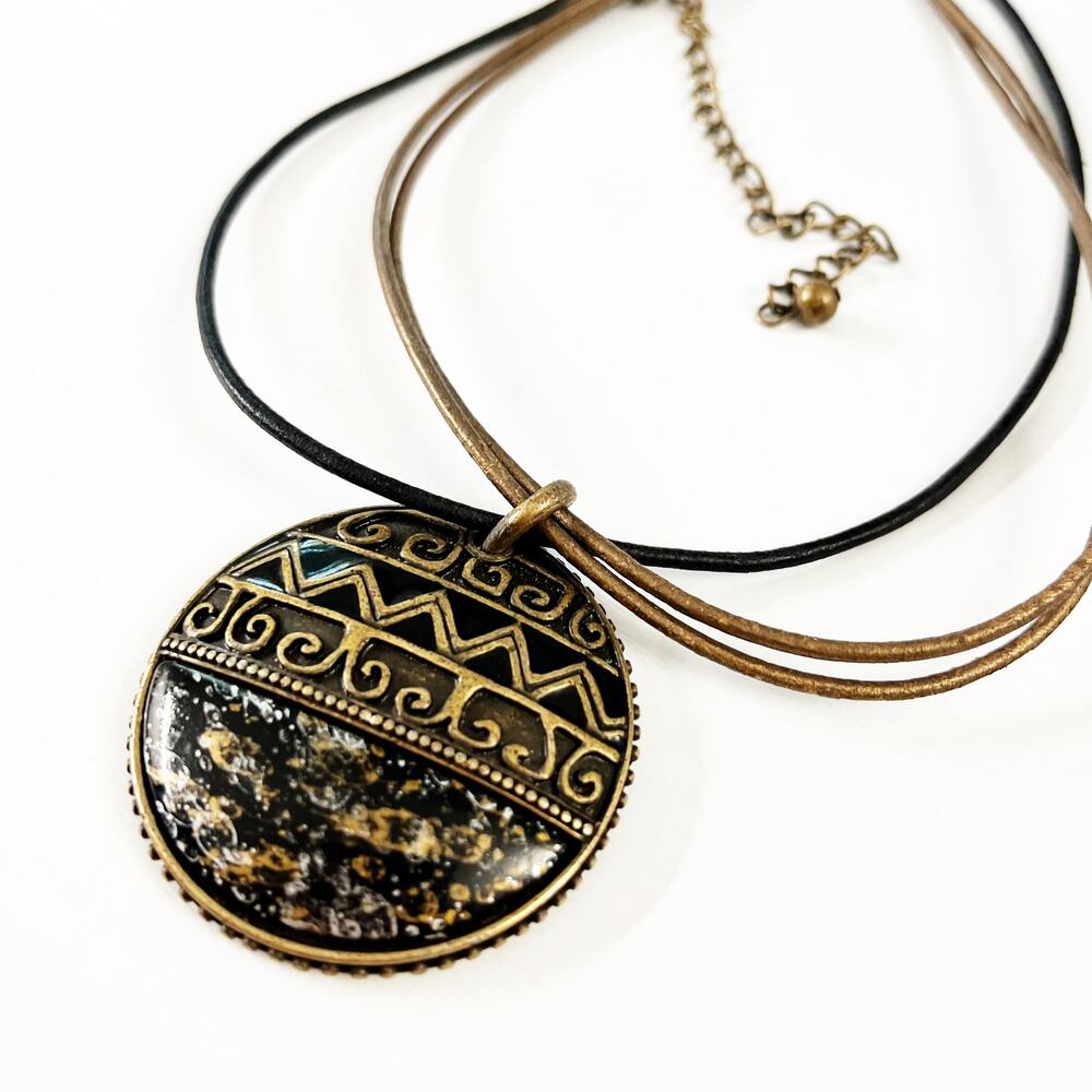 Chico's Aztec Marble Medallion Necklace